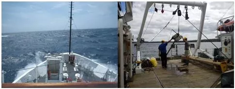 Bilder från livet ombord på forskningsfartygen r/v Endeavor och f/f Ocean Surveyor.